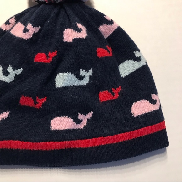 Vineyard Vines Girls Multi Whale Pom Pom Beanie. - Picture 3 of 6